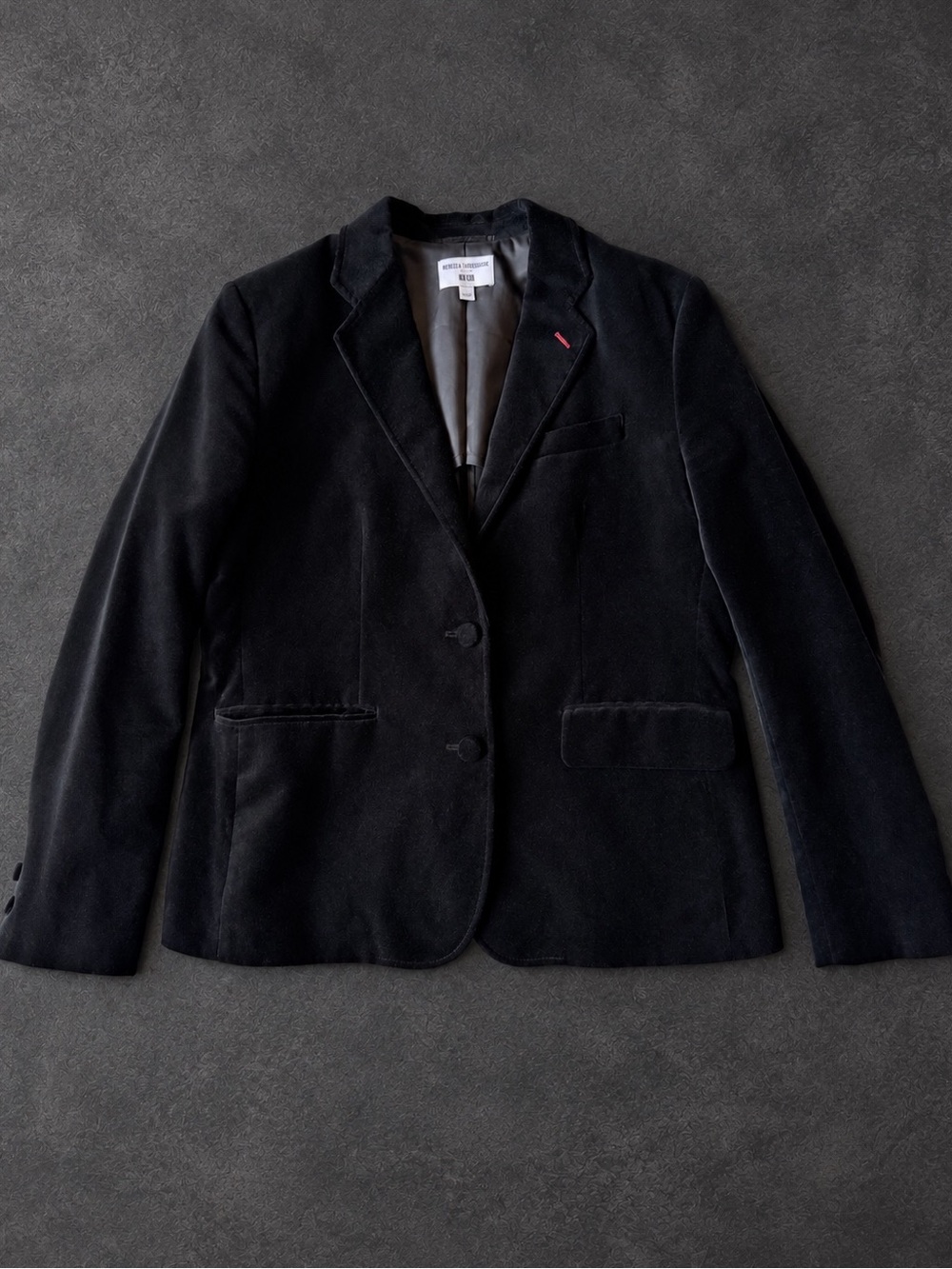 INES DE LA FRESSANGE x Uniqlo Woman Black Velvet Tailored Blazer Jacket LARGE